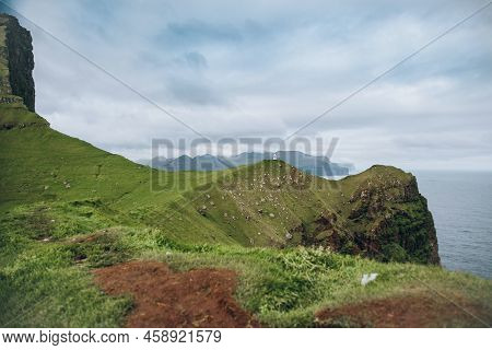 Kallur Lighthouse At Trøllanes On Kalsoy, Faroe Islands