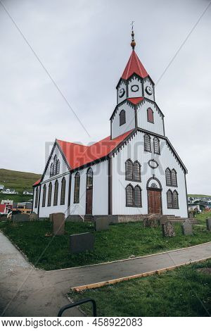 Sandavágur Kirkja (church) In Sandavagur, Faroe Islands
