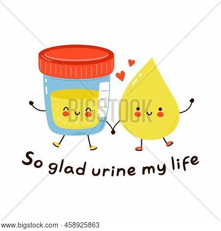 Cute Funny Urine Analysis Character. Vector Hand Drawn Cartoon Kawaii Character Simple Illustration 
