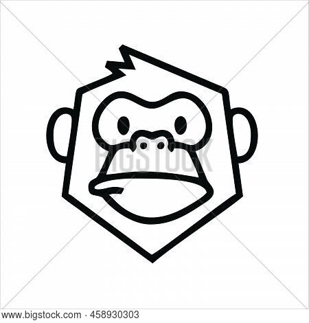 Monkey Icon Isolated On A White Background. Thin Line Monkey Icon Linear Monkey Symbol For Logo, Web