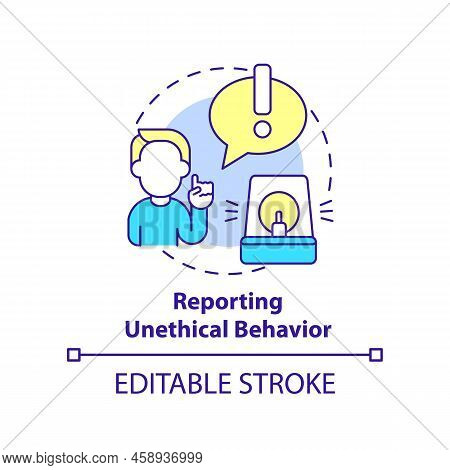 Reporting Unethical Behavior Concept Icon. Ethics In Customer Dealings Abstract Idea Thin Line Illus