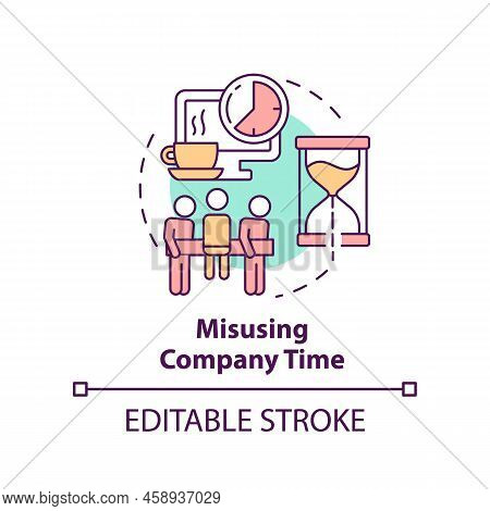 Misusing Company Time Concept Icon. Unethical Behavior In Business Abstract Idea Thin Line Illustrat