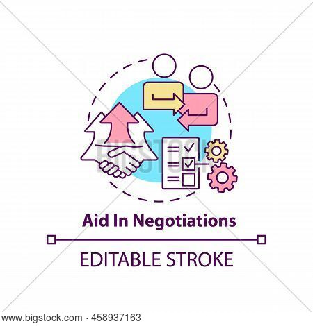Aid In Negotiations Concept Icon. Business Ethics Benefit Abstract Idea Thin Line Illustration. Nego