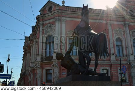 St. Petersburg. In The Photo, The City Of St. Petersburg. Historical Building And Sculpture With A H