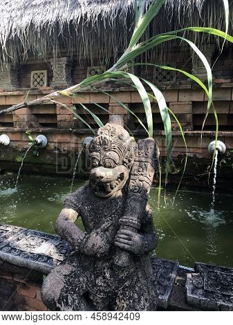 Park In Thailand. The Photo Shows A Landscape In The Park, A Fountain And A Sculpture.