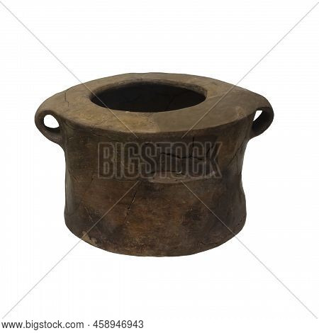 Neolithic Stone Jug Isolated On White Background