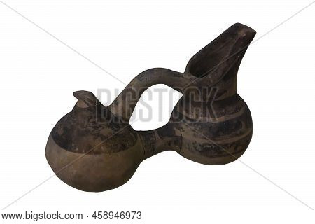 Isolated Two-bodied Ritual Jug. Object On White Background
