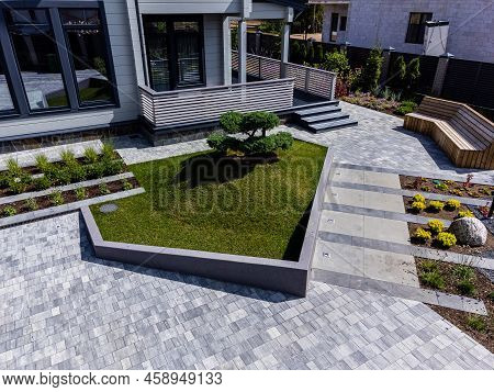 Droneshot Of A Garden In A Country House
