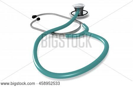 Medical Used Stethscope Isolated On White Background, 3d Rendering
