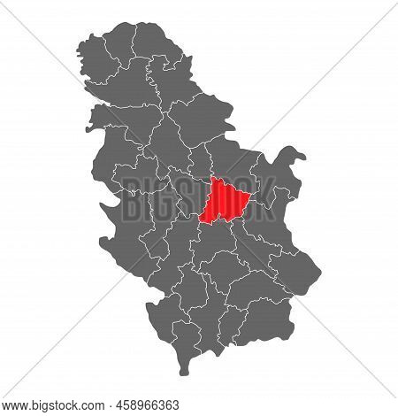 Serbia Map Pomoravlje Icon, Geography Blank Concept, Isolated Graphic Background Vector Illustration