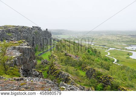 Landscape Of The Area Where The American (left Side) And European (right Side) Tectonic Plates Are S