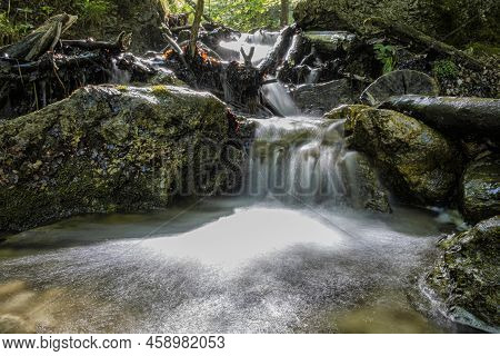 Janosik Holes, Little Fatra, Slovak Republic. Hiking Theme. Long Time Photo Exposure.