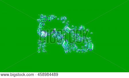 Cute Blue Clear Diamonds Font - Rupee Symbol, Isolated - Object 3d Illustration