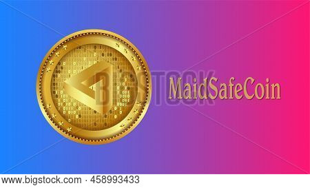Maidsafecoin Virtual Currency Views. 3d Drawings. Coin Logo