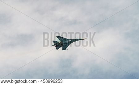 Russia, St. Petersburg, 28 July 2022: Military Aircraft And Helicopters Of The Air Force Fly On The 