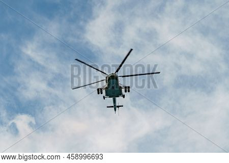 Russia, St. Petersburg, 28 July 2022: Military Aircraft And Helicopters Of The Air Force Fly On The 
