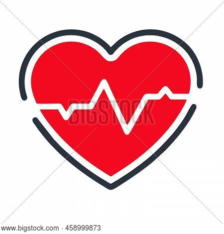 Heart Icon. Heart Icon Isolated On A White Background. Black Line Heart Icon Art. Red Heart Icon Eps