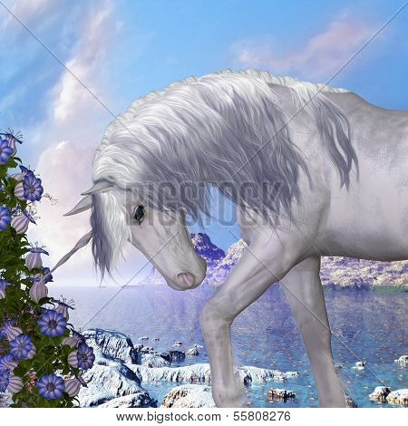 Unicorn And Blue Bell Flowers