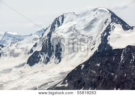 High mountain with glacier. Kyrgyzstan