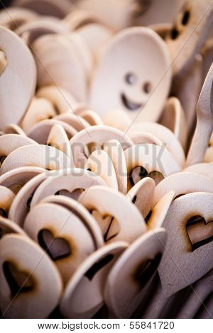 Carved Cups, Spoons, Forks And Other Utensils Of Wood
