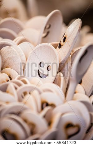 Carved Cups, Spoons, Forks And Other Utensils Of Wood