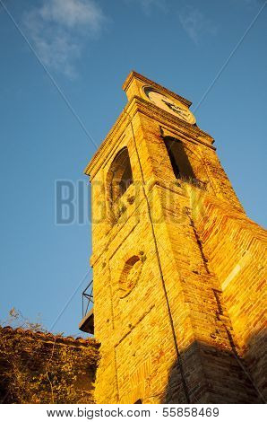 Fiorenzuola city bell tower with clock
