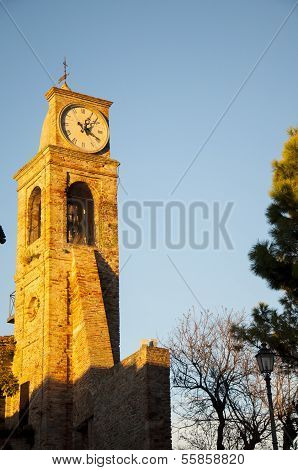 Fiorenzuola city bell tower with clock