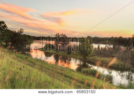 Sunset Over Penrith Lakes Nsw Australia