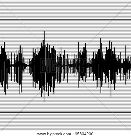 Abstract black seismogram on white  paper background