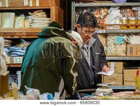 Worker at Tsukiji Market in Tokyo