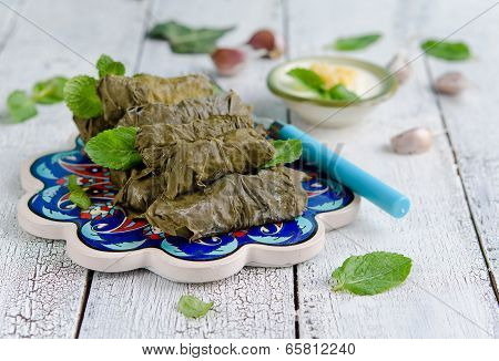 Dolma on turkish plates