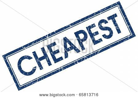 Cheapest Blue Square Grungy Stamp Isolated On White Background