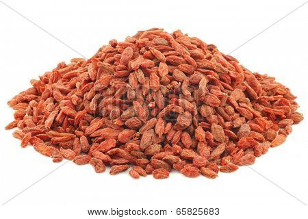 bunch of dried goji berries (Lycium Barbarum - Wolfberry) on white background