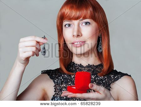 Red Hair. Fashion Woman Portrait.