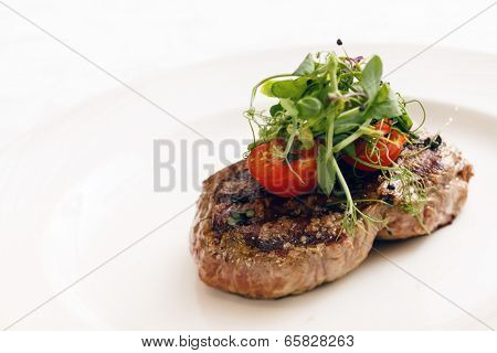 grilled steak with herbs