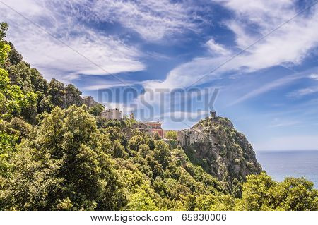 Village Of Nonza On Cap Corse In Corsica