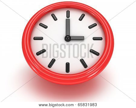 Round Office Clock Shows Three O'clock