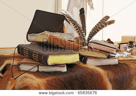 Old Book And Inkstand