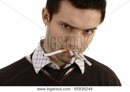 Man Whose Breaking Cigarettes