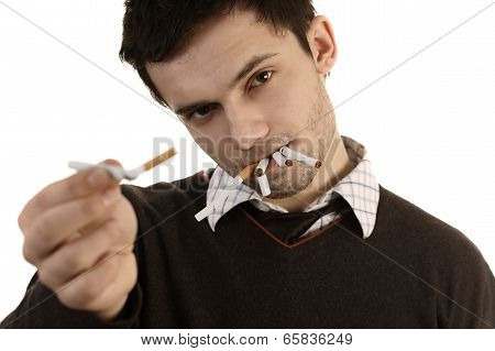 Man Whose Breaking Cigarettes