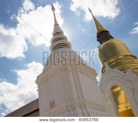 Gold And White Old Asian Pagoda