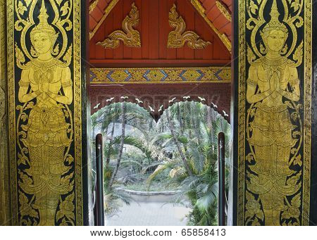 Thai Art Painting On Temple Door