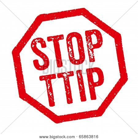 Red Stamp on a white background - Stop TTIP