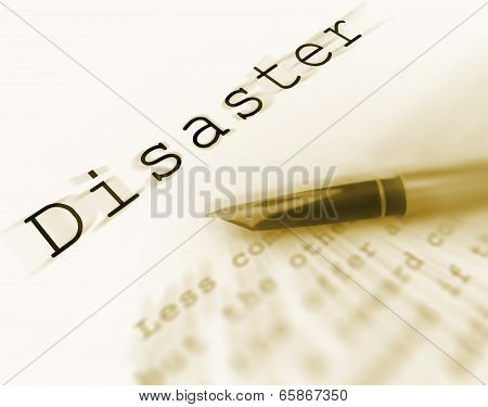 Disaster Word Displays Catastrophe Emergency Or Crisis