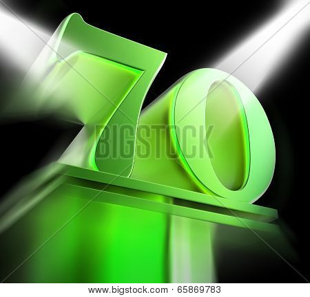 Golden Seventy On Pedestal Displays Honourable Mention Or Excellence