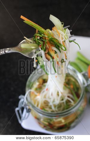 potted vegetable noodles in jar