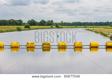 Floating Barrage In Dutch River Vecht