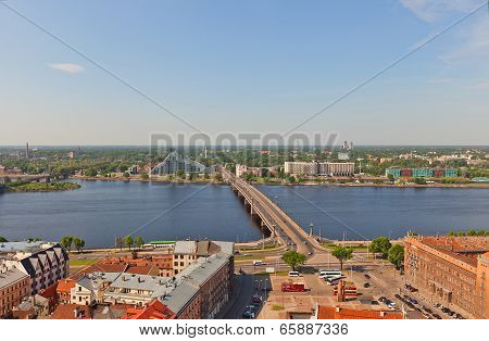 View Of Daugava River In Riga, Latvia