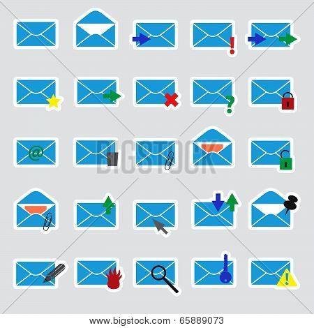 computer mail blue stickers eps10