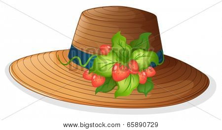 Illustration of a hat with strawberries on a white background